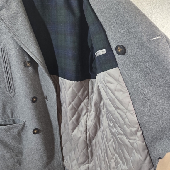 Ralph Lauren Men’s Gray Wool Blend Double Breasted Peacoat Jacket Coat 44 Long - Picture 11 of 13